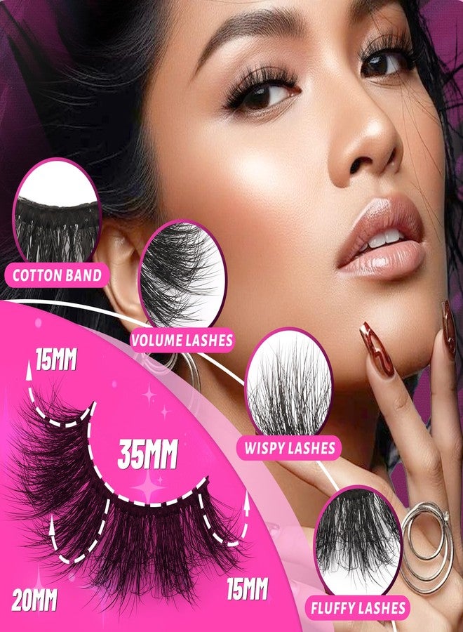 Veleasha Fluffy Lashes D Curl Faux Mink Eyelashes Soft Volume False Eyelashes Downy Fuzz Fake Lashes 10-18MM Thick Dramatic 10 Pairs Eyelash Pack (6D31) - Image 2
